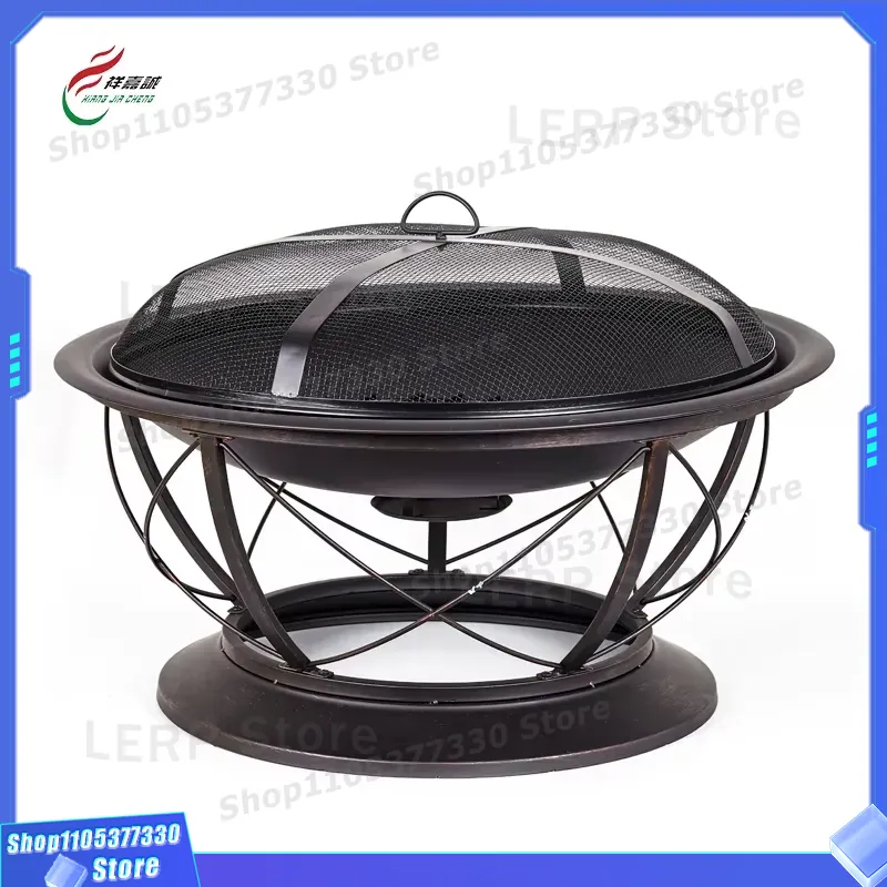Camping Cooking Ring - 無煙焚き火台 屋外BBQ スチール製ファイヤーボウル リング付き キャンプ ガーデン