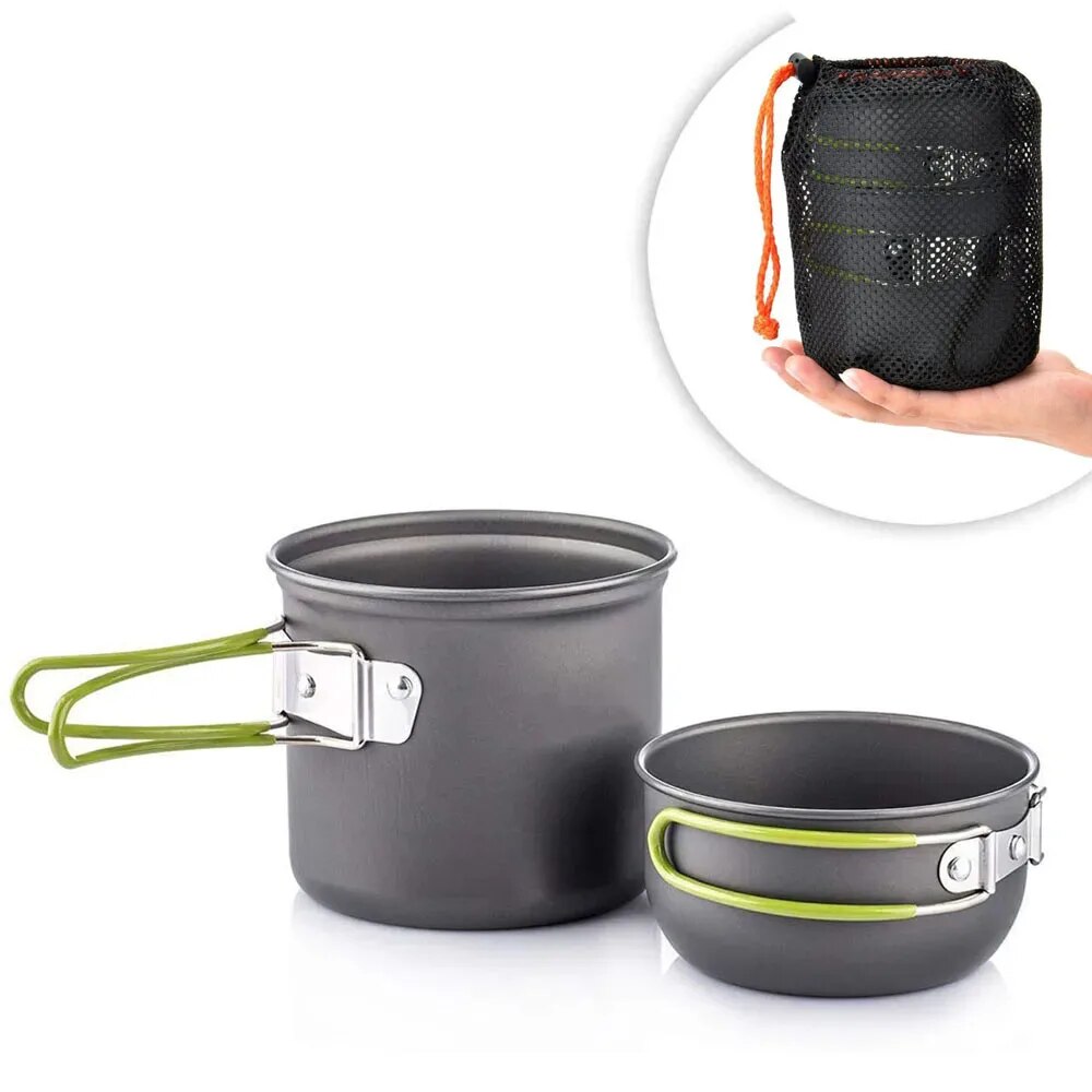 Camping Cooking Essentials - キャンプ調理器具混乱キット超軽量キャンプポットセット屋外調理食器ハイキングトレッキングピクニック釣り登山