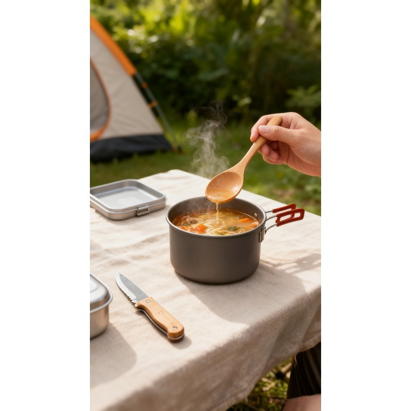 Japanese Camping Cooking - 日本製木製スプーン、お茶、コーヒー、スープの混ぜるためのキッチン調理器具、キャンプ調理用品、アウトドア食器