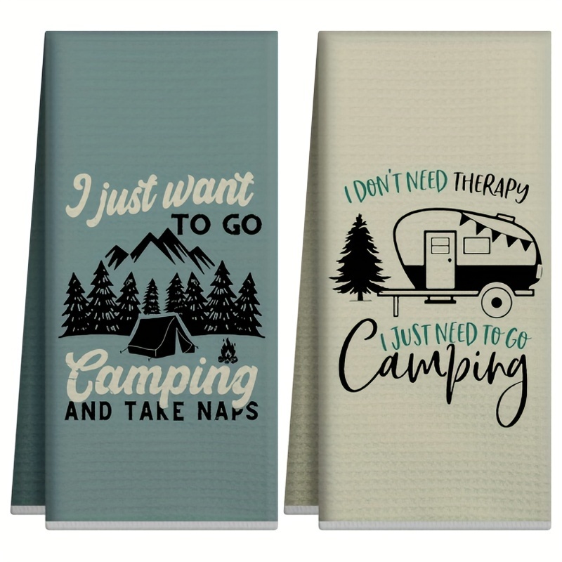 Camping Cooking Essentials - 2枚セット、キャンプスタイルキッチンタオル、40cm*60cmタオルセット、最高のキッチンタオル、超吸収性ソフトクリーニングクロス、クッキング＆ベーキングティータオル、ハンドタオル、クリーニングクロス、ディッシュクロス、キッチン装飾、リビングルーム装飾、キッチン必需品、家庭必需品