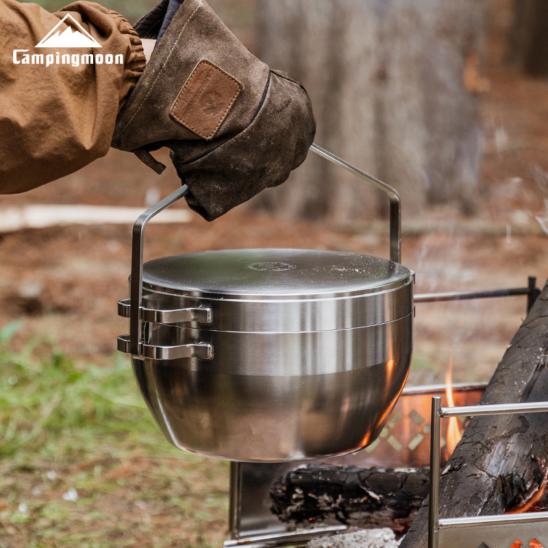 Camping Cooking Dutch Oven - 多目的キャンプポット - 304高耐久ステンレス鋼ダッチオーブン - アウトドアキャンプピクニック用調理鍋 サスペンションポット