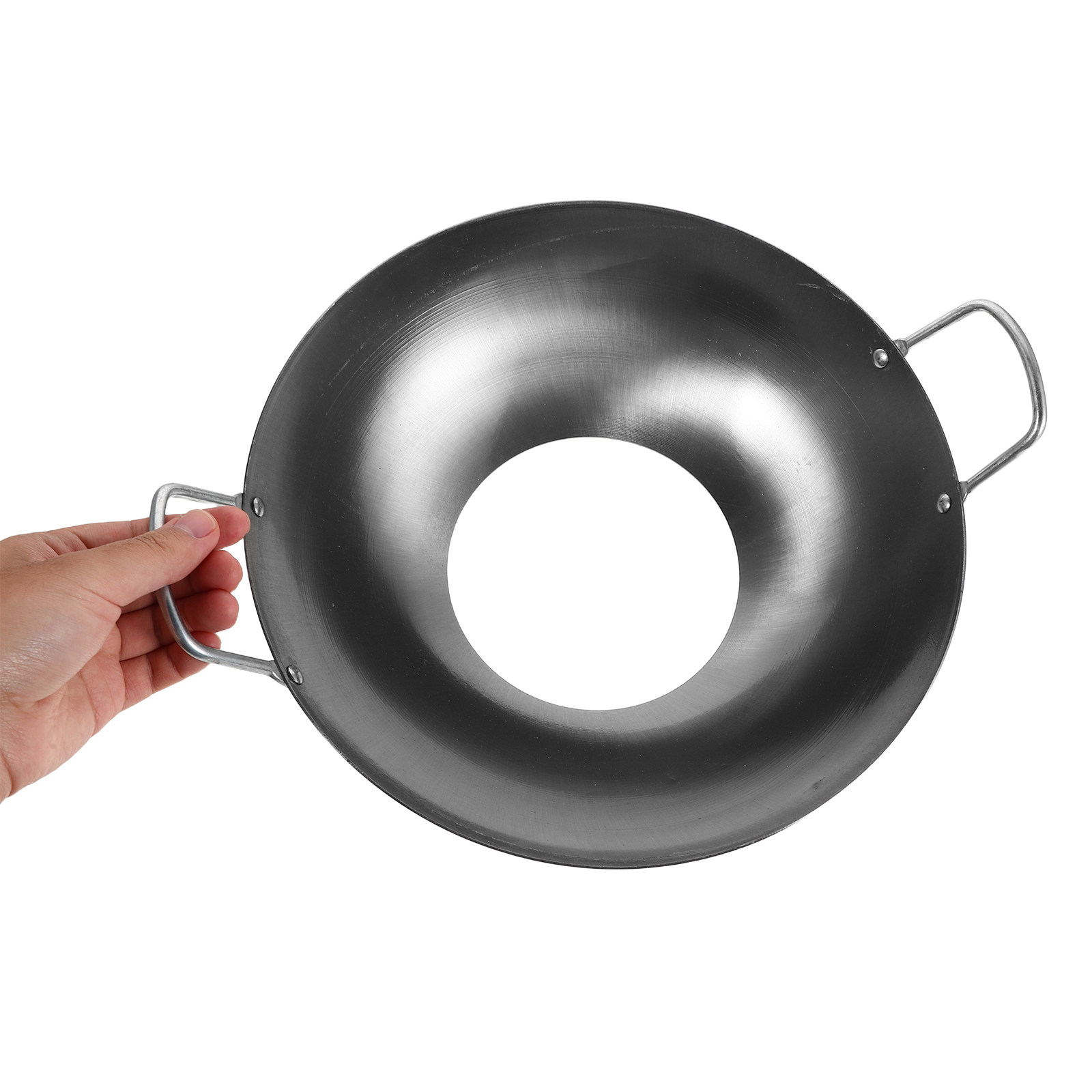 Camping Cooking Ring - 鉄製中華鍋リング滑り止めストーブラックデュアルハンドル防風オープンボトムバーナーサポートガスストーブ用キャンプ調理アクセサリー