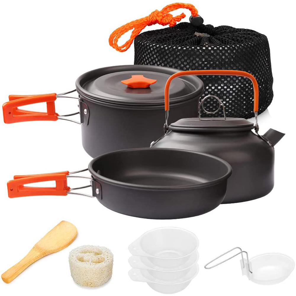 Camping Cooking Pack - 1 ピース/1 セットキャンプ調理器具キット屋外調理セットアルミ機器屋外ポット旅行食器キッチンハイキングピクニックバーベキュー