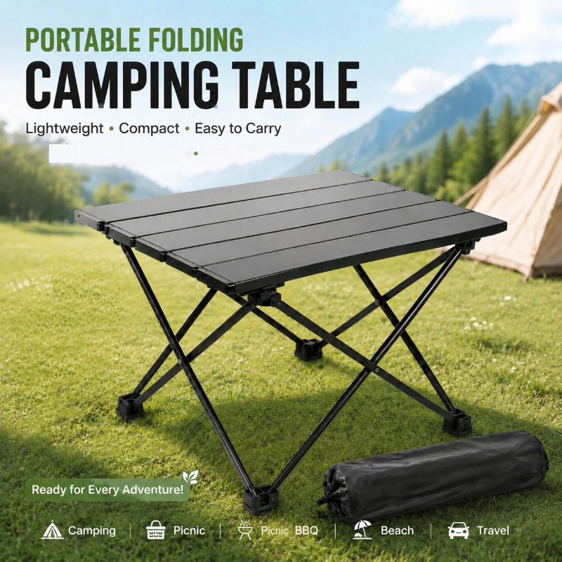Camping Outdoor Cooking Table - 軽量で持ち運び可能な折りたたみ式キャンプテーブル、アウトドアピクニック、バーベキュー、ビーチ旅行、料理に最適な折りたたみ式デスク、実用的なキャリーバッグ付き