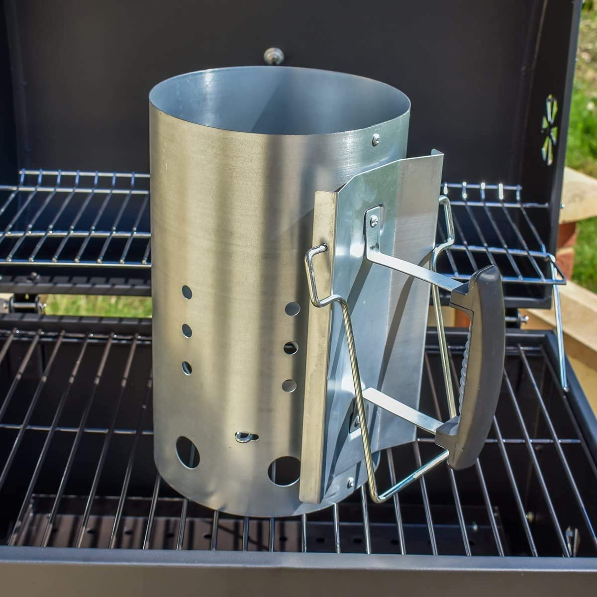 Charcoal Chimney Starter - 安全ハンドル付きチムニースターター、チャコールスターター、ウェーバー7416、12.7x8.1x12.5インチ