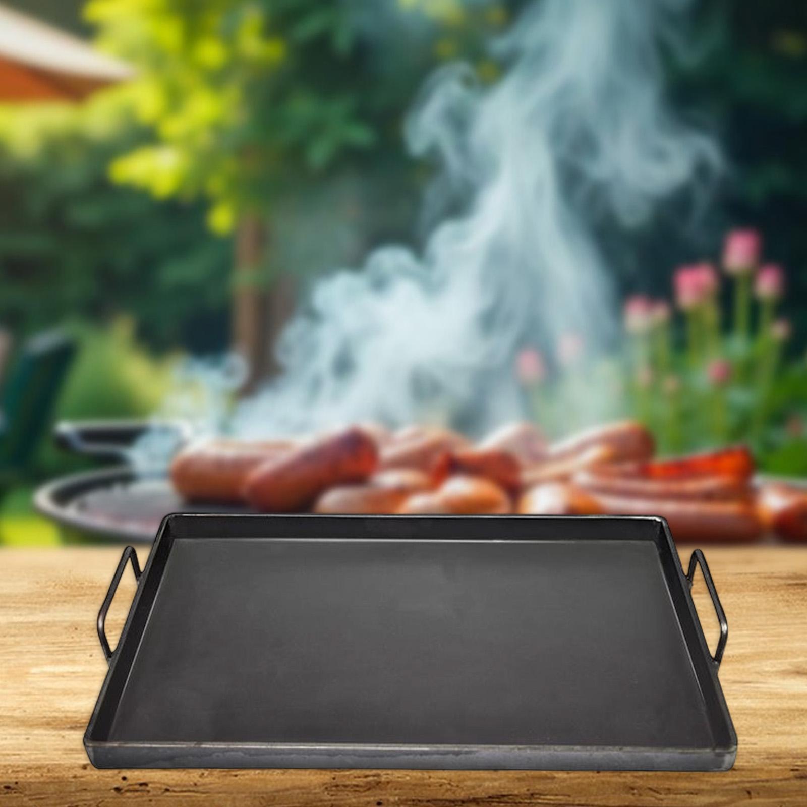 Camping Cooking Cast Iron - 鋳鉄製グリドル調理器具グリルパン、コンロ用グリドルフライパン、屋外ロースト、キャンプパーティー、ガスグリル用
