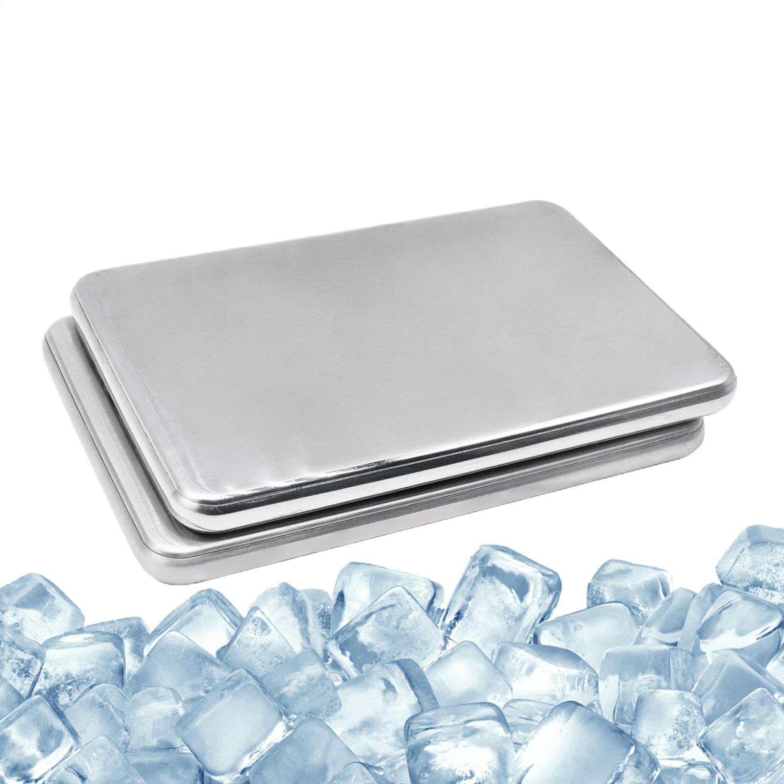 Camping Cooking Box - 2個入りステンレス製アイスパック 長持ちする再利用可能なクーラートレイ 漏れ防止チラー キャンプ、バーベキュー、ビーチ、ランチ、食料品配達用