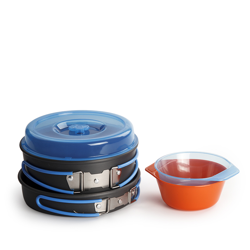 Camping Cooking Pots And Pans Set - キャンプ調理器具バックパッキングポットパンボウルキットアウトドアポット調理セット食器ハイキングピクニック用品