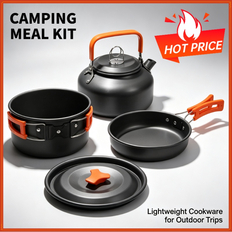 Camping Cooking Pack - キャンプクッキングセット キャンプ調理器具 旅行用食器 アウトドアピクニックセット ティーポット 2～3人用