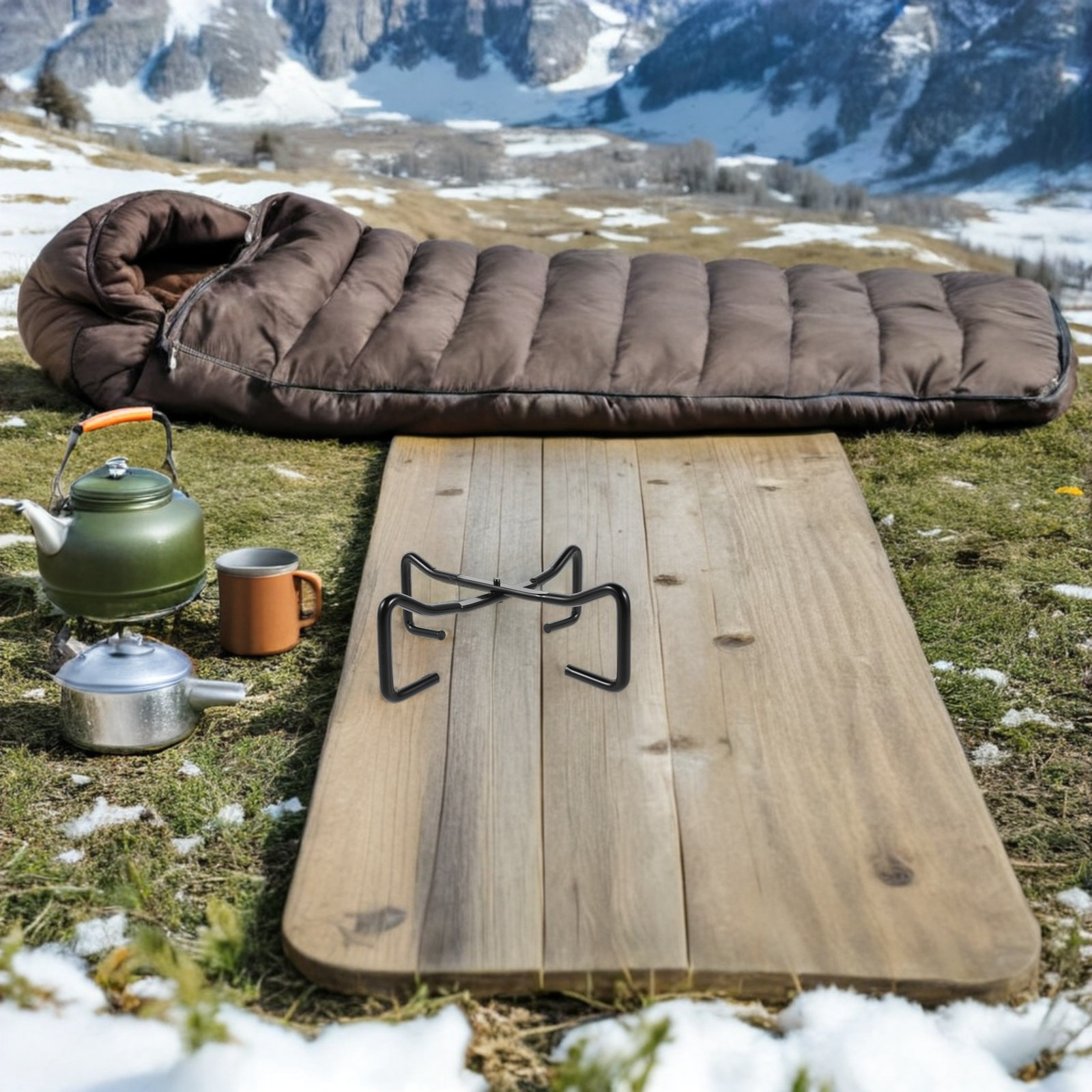 Camping Cooking Dutch Oven - ダッチオーブン用折りたたみ式鋳鉄製蓋スタンド、キャンプファイヤー用調理鍋リフター、丸型鍋敷き台、4 in 1折りたたみ式鍋冷却ラック、キャンプ用スキレット