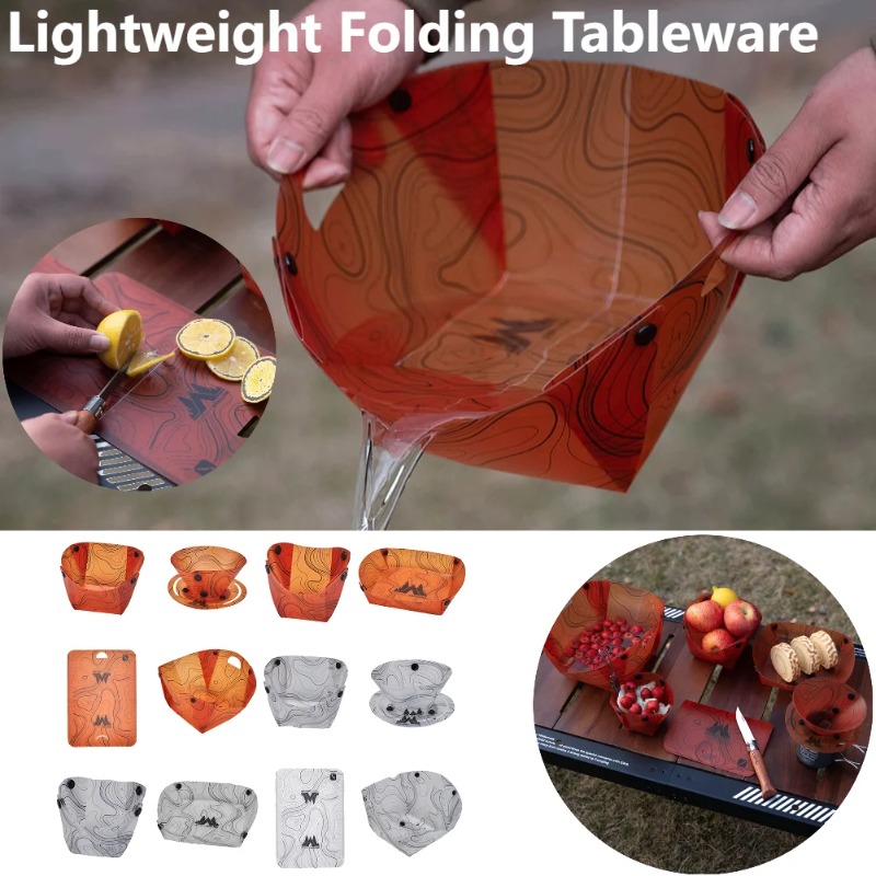 Camping Cooking Pack - 折りたたみ式キャンプ食器ポータブルボウルディナープレートコーヒーフィルター耐熱ボウルプレートセットキャンプ調理用品