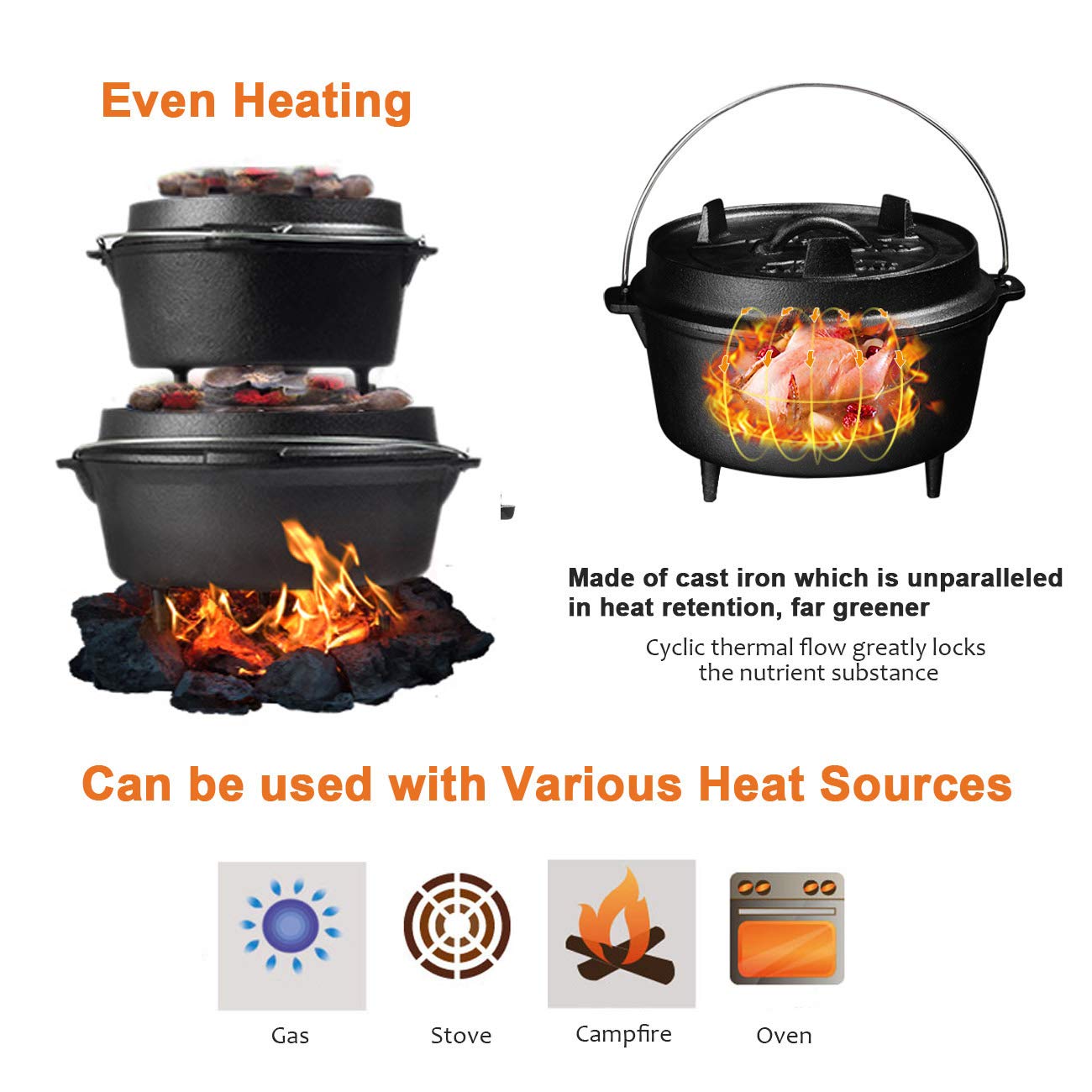 プレシーズン鋳鉄蓋、キャンプドッチオーブン、プレシーズンのス - Camping Cooking Dutch Oven のレビューと価格