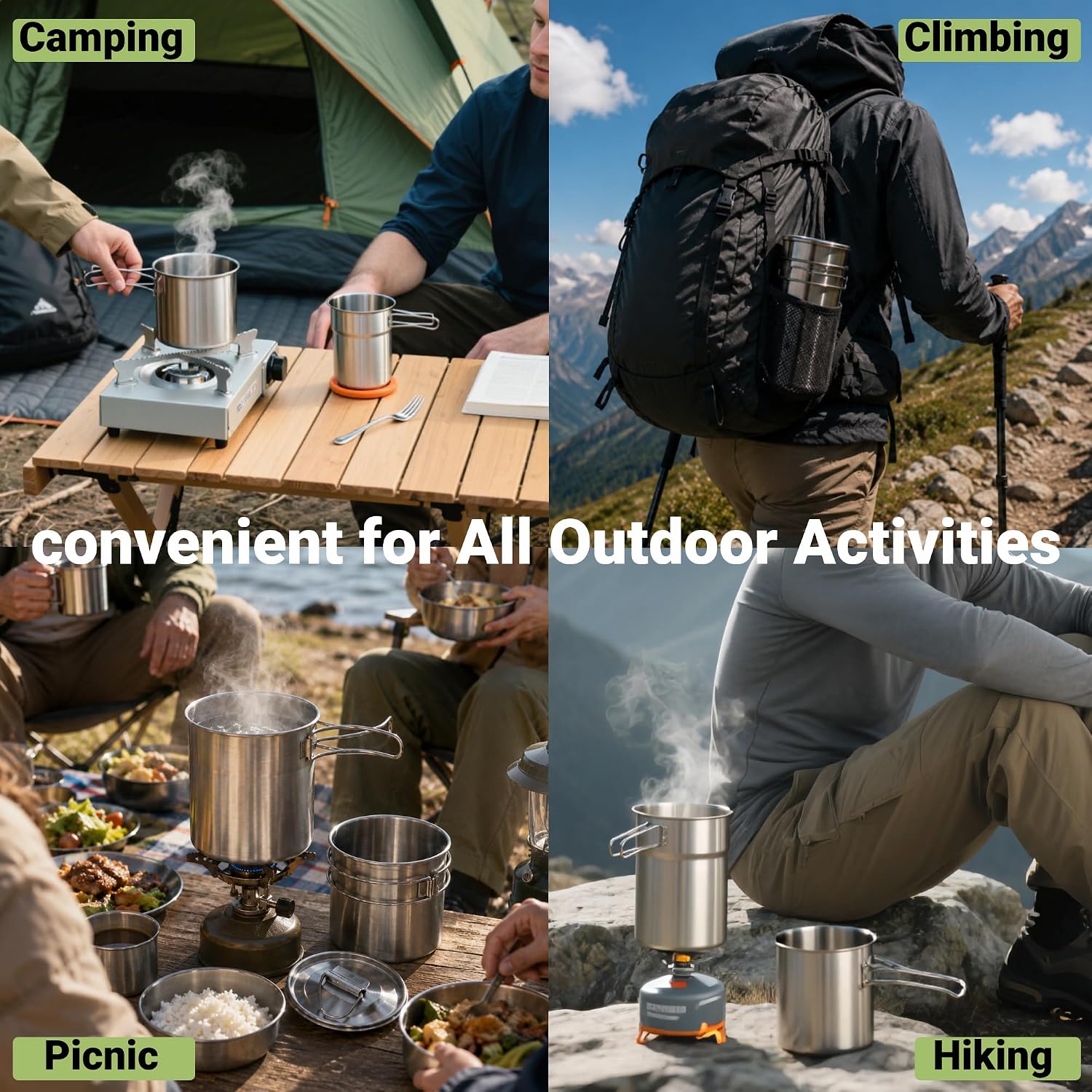 折りたたみ式キャンプカップマグカップキャンプポット調理器具3 - Camping Cooking Pack のレビューと価格