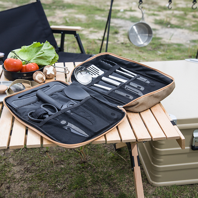 8 個キャンプキッチン調理器具セットポータブルバッグアウトド - Camping Cooking And Dining Set のレビューと価格