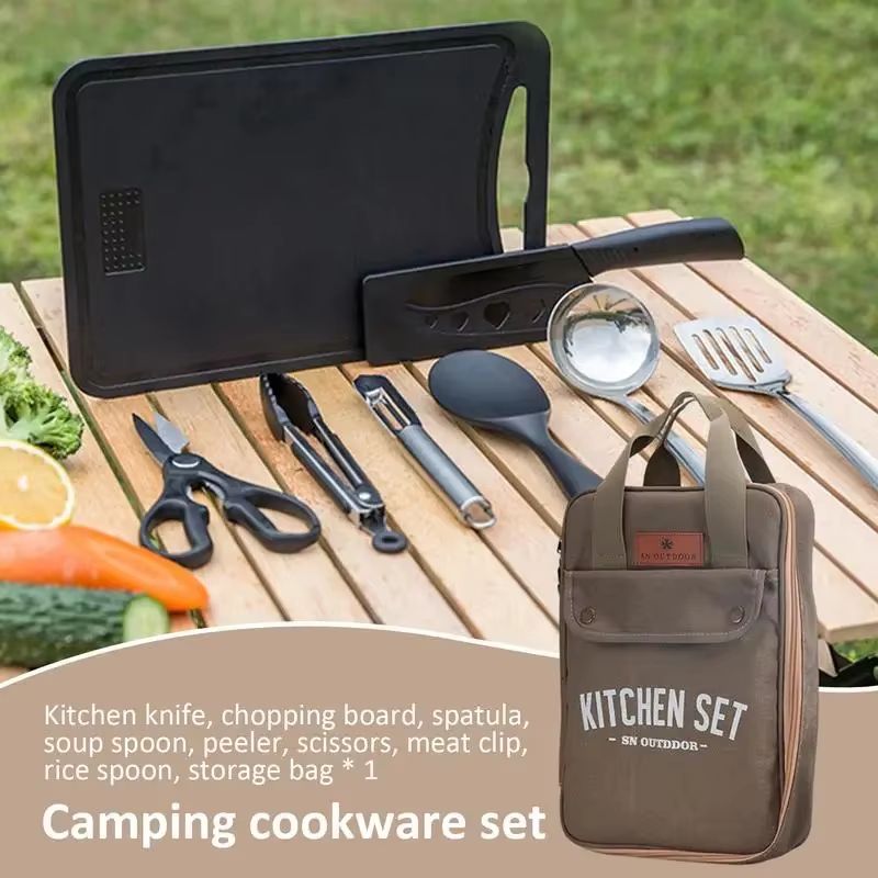 8 個キャンプキッチン調理器具セットポータブルバッグアウトド - Camping Cooking And Dining Set のレビューと価格