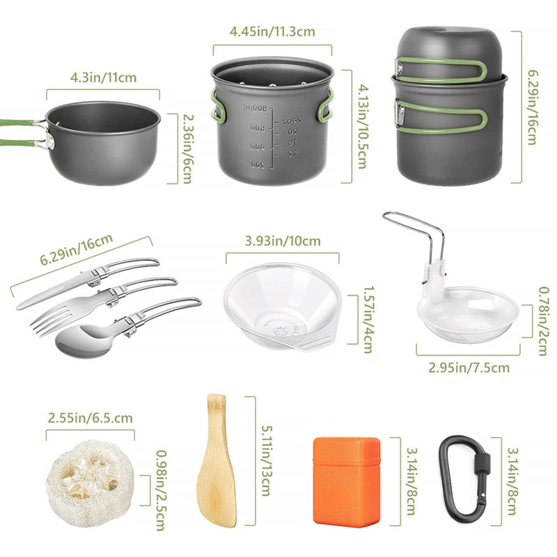 キャンプ用調理器具キット、ストーブとボウル付きキャンプ用鍋セ - Camping Cooking Pots And Pans Set のレビューと価格