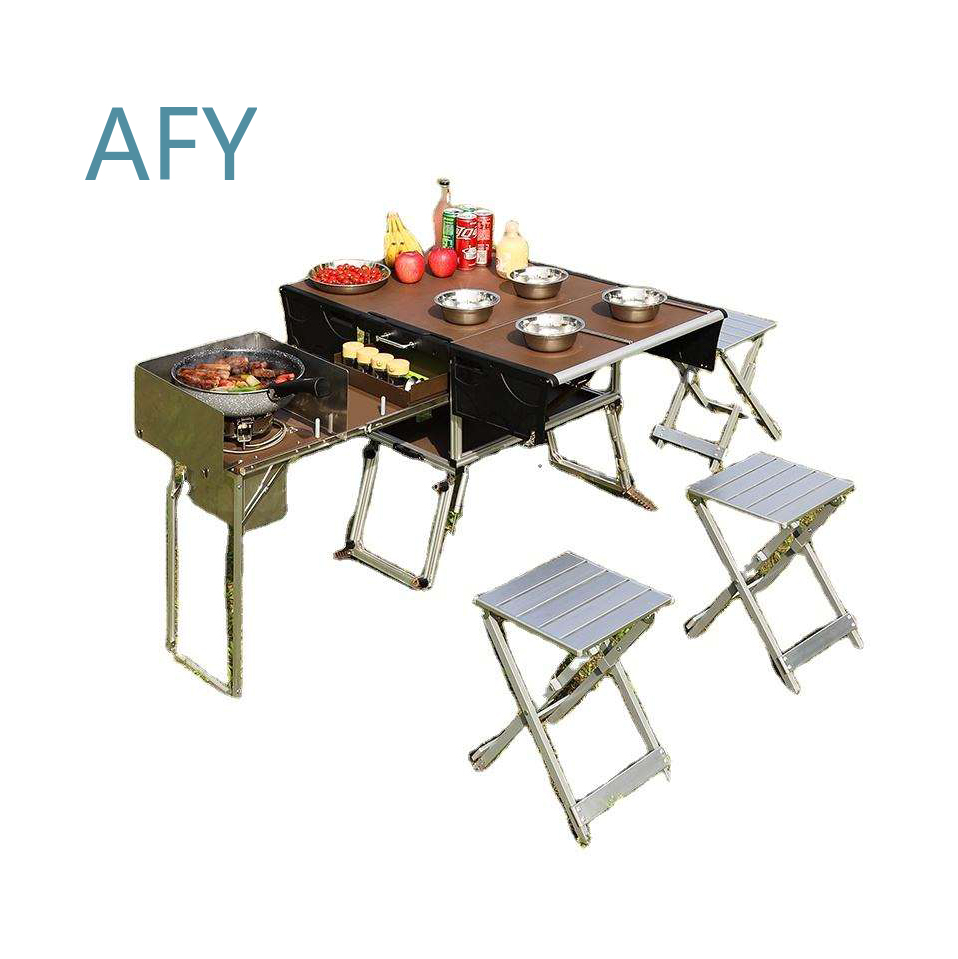 ポータブル折りたたみ式フードトレーラー、屋外調理グリル、ダイ - Camping Cooking Dining Set のレビューと価格