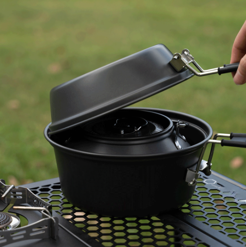 軽量アルミ合金キャンプ調理器具セット 3 ピースポットパンケ - Camping Cooking Pots And Pans Set のレビューと価格