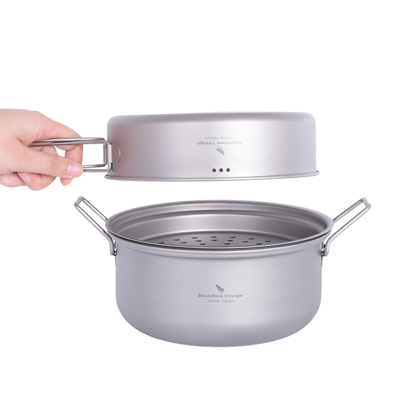 バウンドレスボヤージュ チタン製蒸し器 アウトドアキャンプ調 - Camping Cooking Pots And Pans Set のレビューと価格