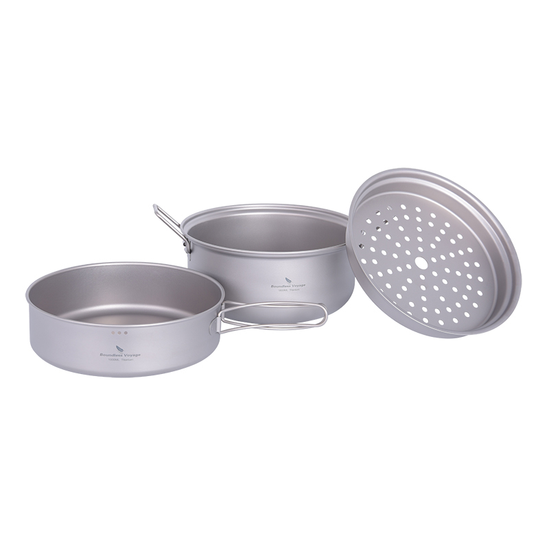 バウンドレスボヤージュ チタン製蒸し器 アウトドアキャンプ調 - Camping Cooking Pots And Pans Set のレビューと価格