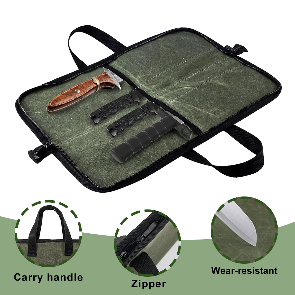 ワックスキャンバス製ナイフロールバッグ、多機能ポータブルシェ - Camping Cooking Pack のレビューと価格