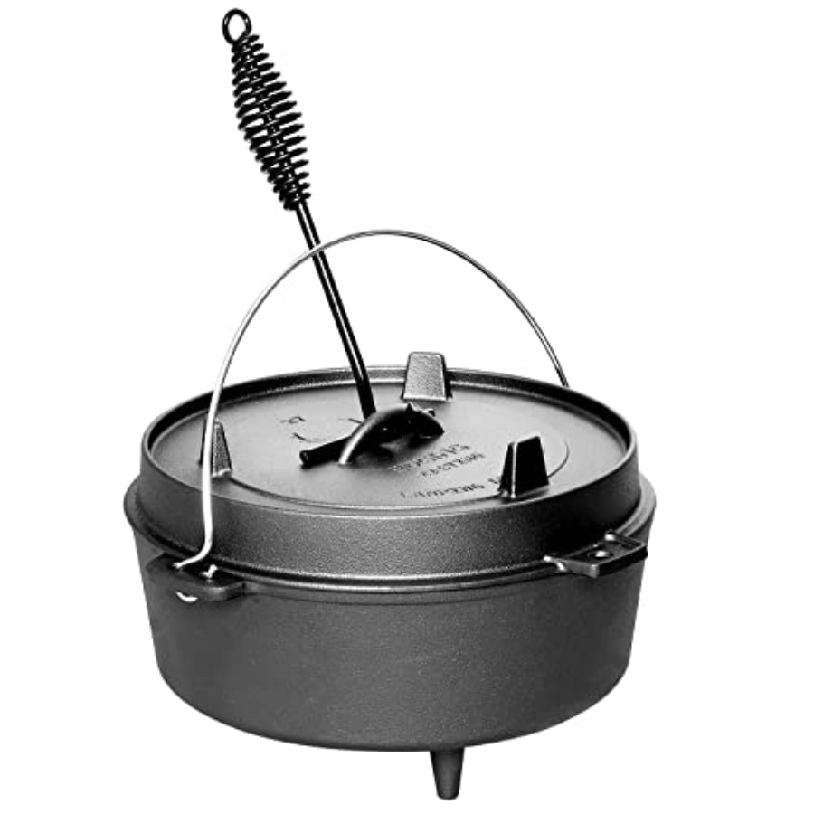 プレシーズン加工済みの鋳鉄製ダッチオーブン、スキレット蓋付き - Camping Cooking Dutch Oven のレビューと価格