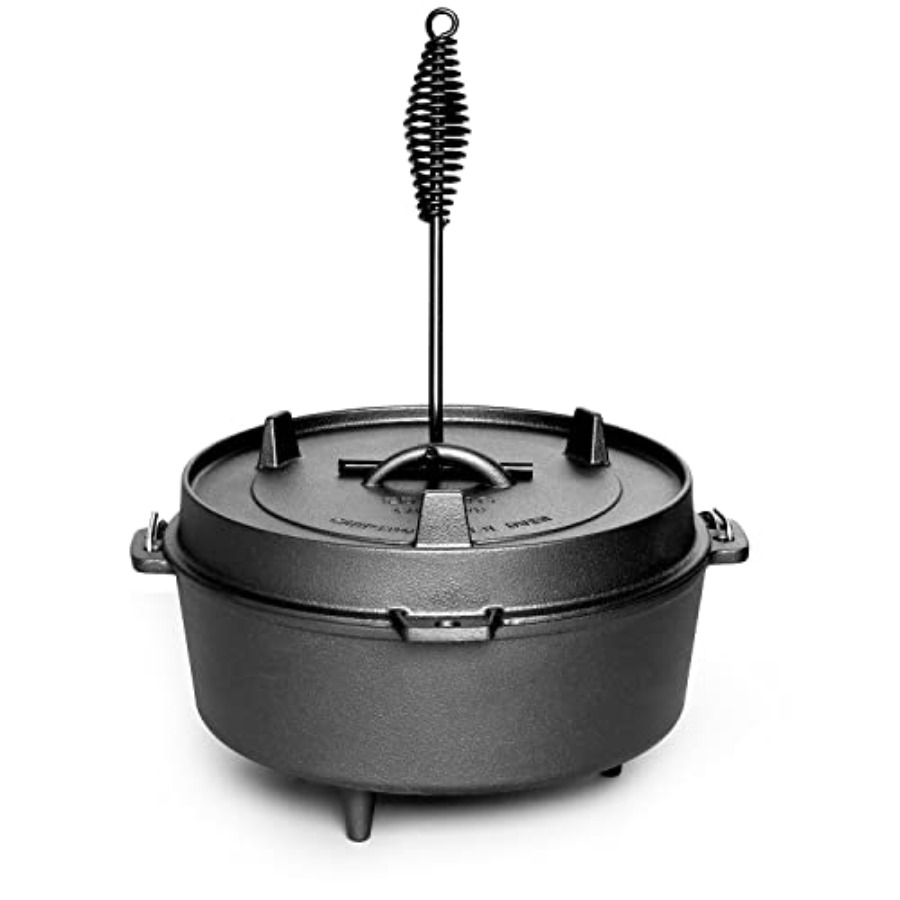 プレシーズン加工済みの鋳鉄製ダッチオーブン、スキレット蓋付き - Camping Cooking Dutch Oven のレビューと価格