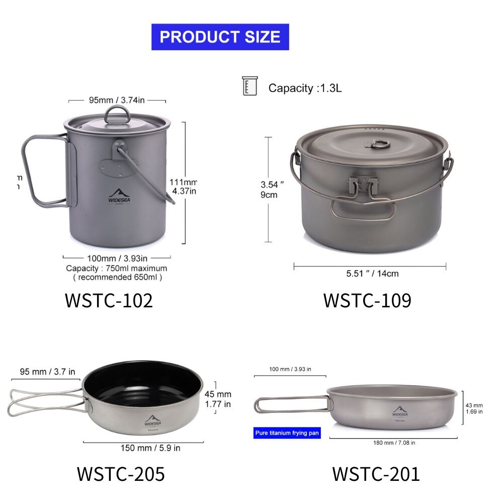 キャンプ用食器チタン調理器具セット観光大釜屋外調理鍋フライパ - Camping Cooking Pots And Pans Set のレビューと価格