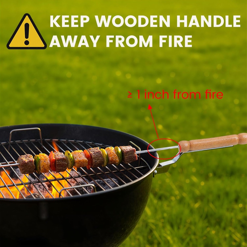 再利用可能なバーベキュースキュワー グリル用 12本セット  - Camping Cooking Essentials のレビューと価格