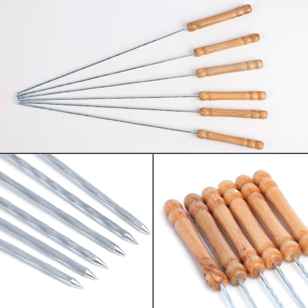 再利用可能なバーベキュースキュワー グリル用 12本セット  - Camping Cooking Essentials のレビューと価格