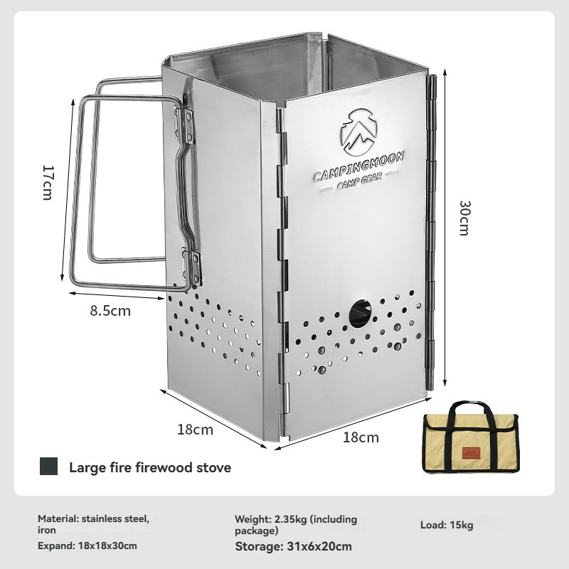 CAMPINGMOONMT-18 折りたたみ式ポータブルイグ - Charcoal Chimney Starter のレビューと価格