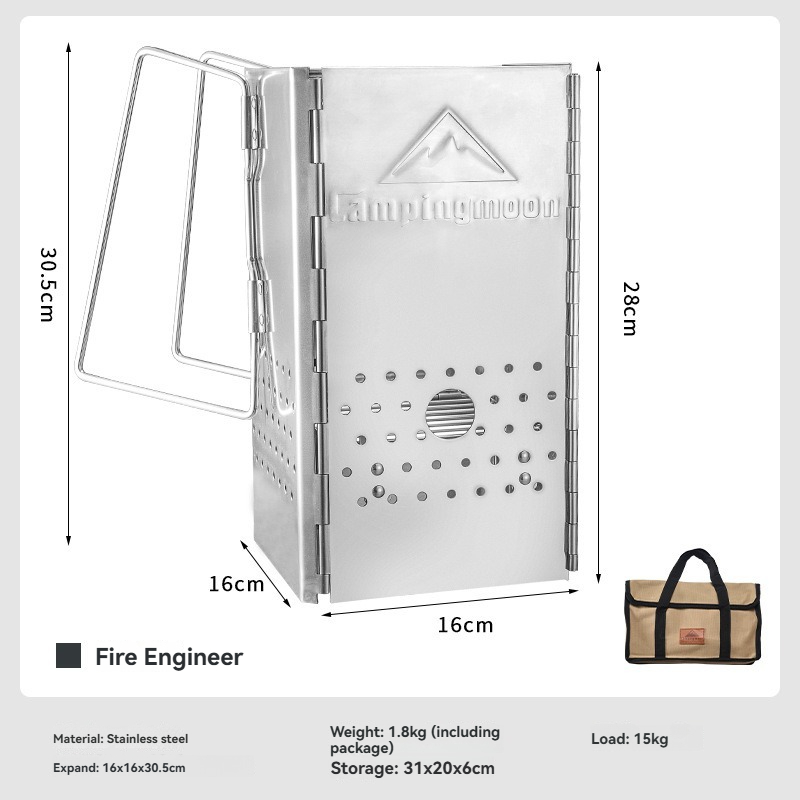 CAMPINGMOONMT-18 折りたたみ式ポータブルイグ - Charcoal Chimney Starter のレビューと価格