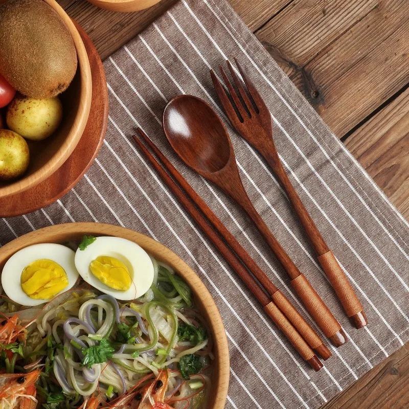 木製ダイニングセット スプーン 箸 フォーク 3点セット 天 - Camping Cooking Dining Set のレビューと価格
