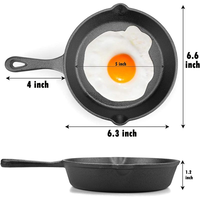 6インチ鋳鉄製スキレット、ドリップスパウト付きフライパン、プ - Camping Cooking Cast Iron のレビューと価格