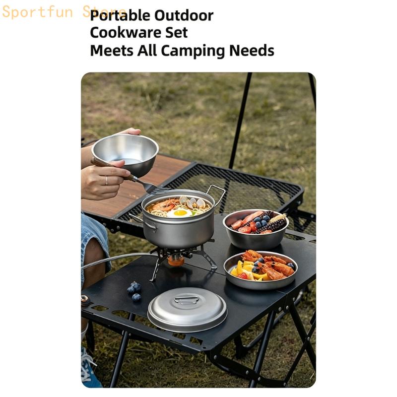 鍋蓋とトレイ付きキャンプ食事調理器具グループ、金属構造、屋外 - Camping Cooking Dining Set のレビューと価格