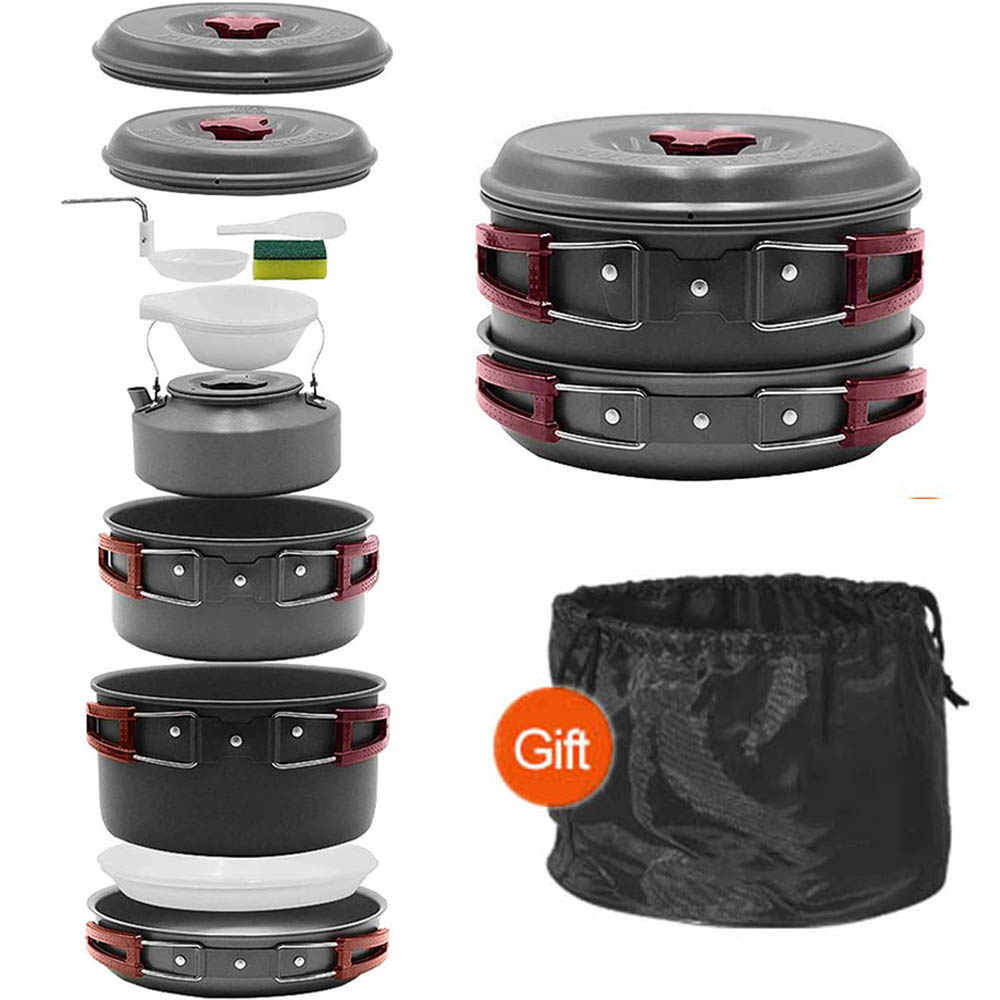 3〜4人用のポータブル屋外調理セット、フライパン、キャンプ鍋 - Camping Cooking Pots And Pans Set のレビューと価格