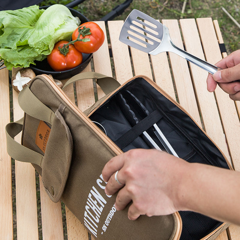8点セット キャンプキッチン調理器具セット ポータブル屋外旅 - Camping Cooking Pack のレビューと価格