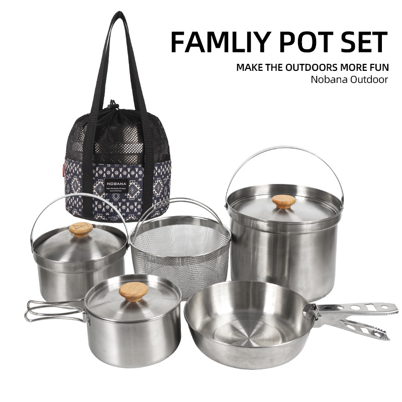 NOBANA 最新の屋外ステンレス鋼ポットセットキャンプファ - Camping Cooking Pack のレビューと価格