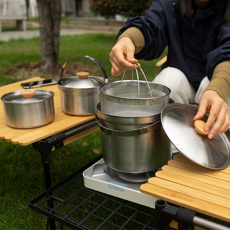 NOBANA 最新の屋外ステンレス鋼ポットセットキャンプファ - Camping Cooking Pack のレビューと価格