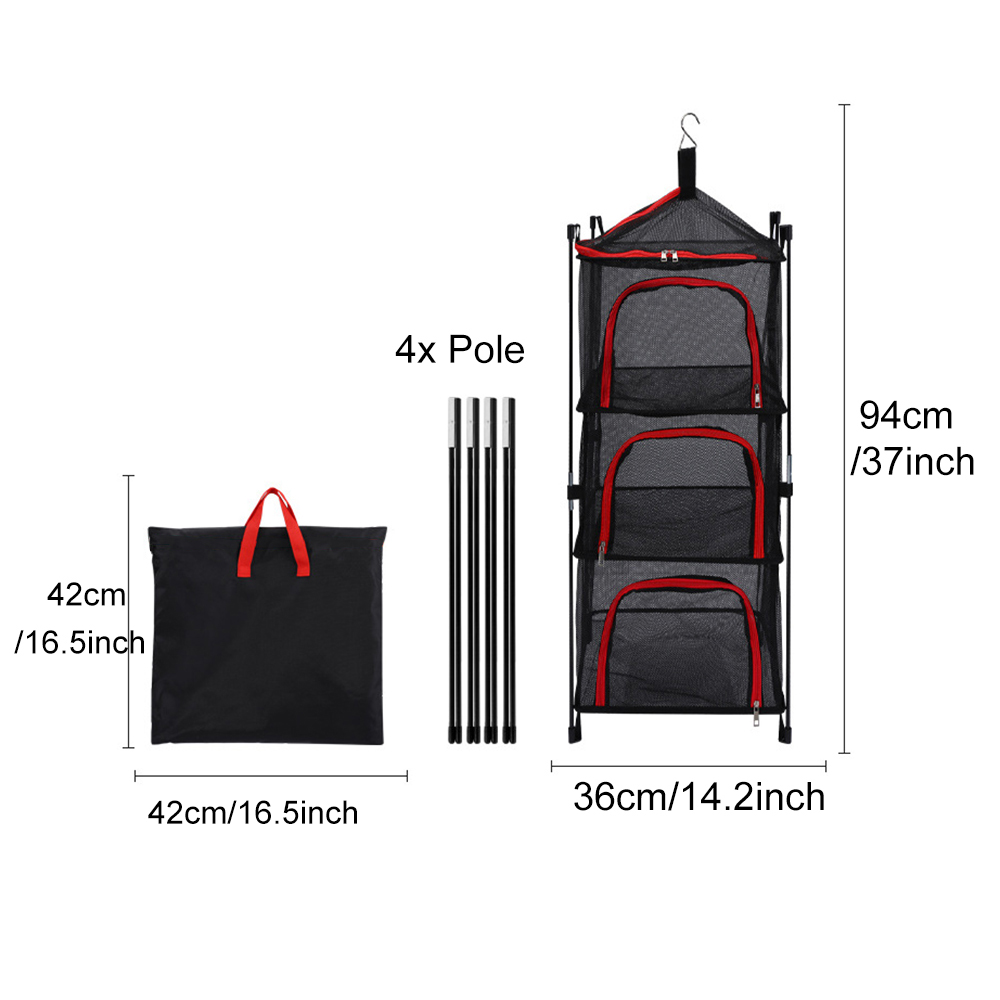 屋外キャンプ収納乾燥ネット、ポール付きメッシュバスケット、3 - Camping Outdoor Cooking Table のレビューと価格