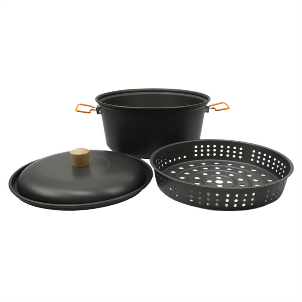 7.5L硬質アルマイトアルミ屋外調理鍋セット、蒸し器付きアル - Camping Cooking Essentials のレビューと価格