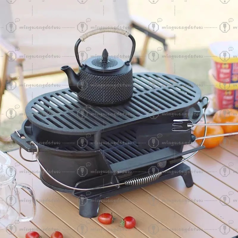 鋳鉄製チャコールグリル、コーティングなし、厚みのある調理用グ - Camping Cooking Cast Iron のレビューと価格