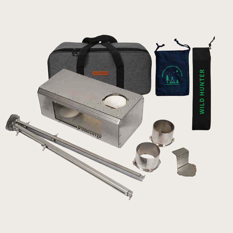 キャンプ用薪ストーブ 両面火観察機能付き暖房ストーブ 煙突付 - Camping With Cooking のレビューと価格