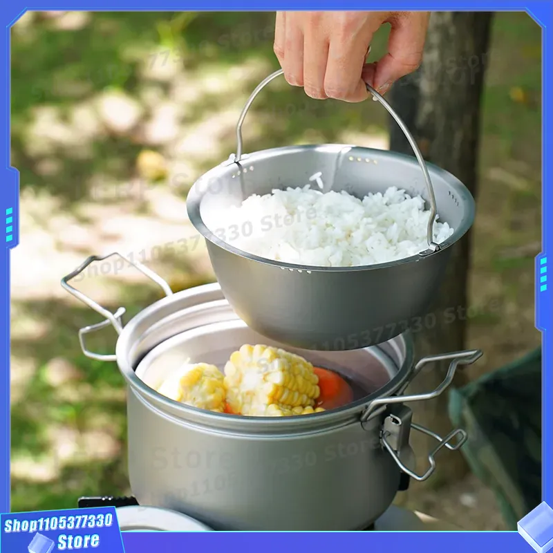 純チタン製キャンプポット 軽量アウトドア調理器具 ライナー付 - Camping Cooking Vessel のレビューと価格