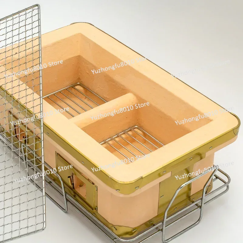 大型長方形チャコールグリル、日本製陶器グリル、卓上グリル、裏 - Japanese Camping Cooking のレビューと価格