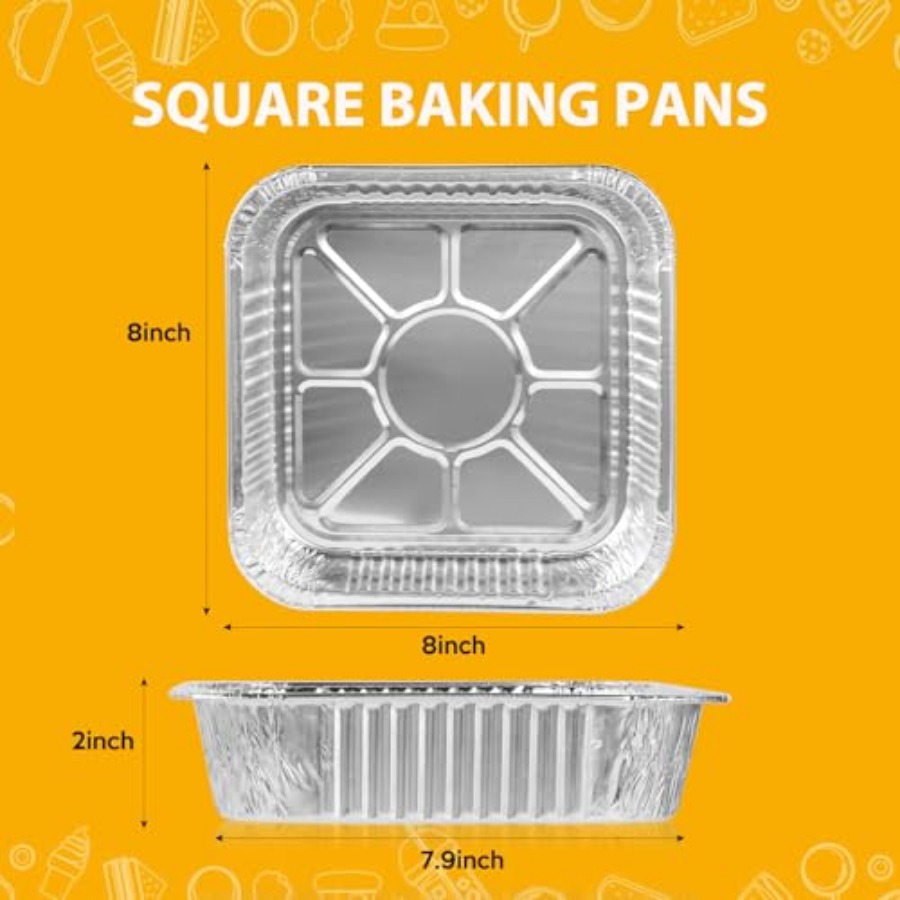 8インチ×8インチ アルミホイルパン 使い捨て - 正方形ベ - Aluminum Foil Heavy Duty のレビューと価格