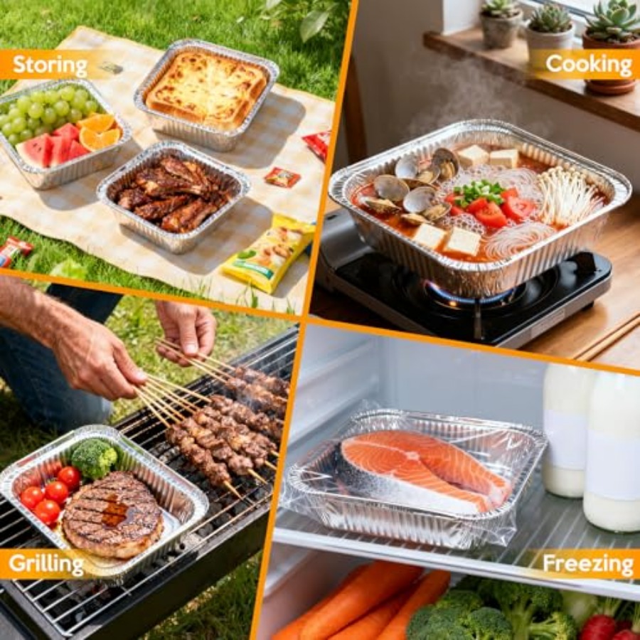 8インチ×8インチ アルミホイルパン 使い捨て - 正方形ベ - Aluminum Foil Heavy Duty のレビューと価格