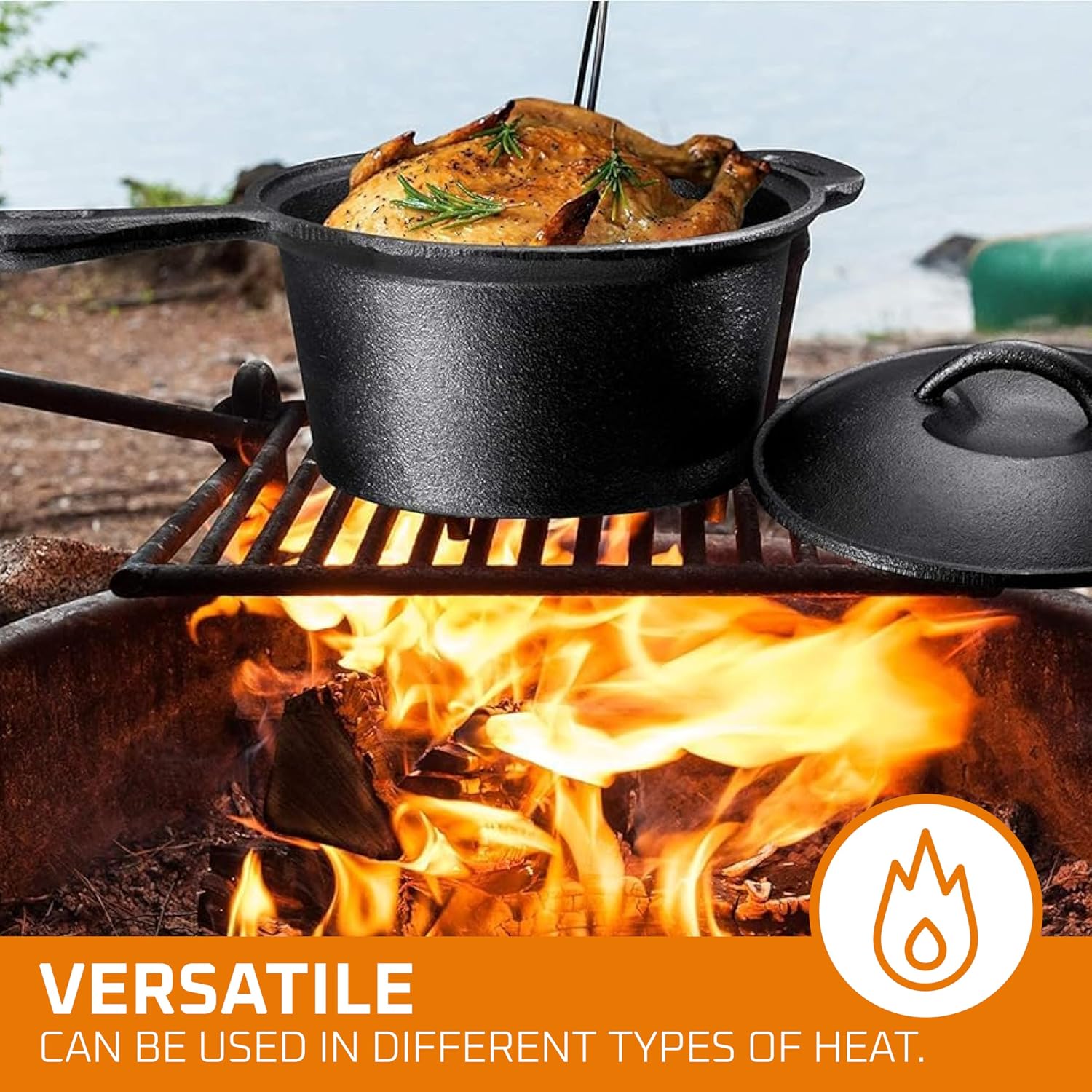 キャンプ用調理器具7点セット。 プレシーズン加工済みの鋳鉄製 - Camping Cooking Dutch Oven のレビューと価格