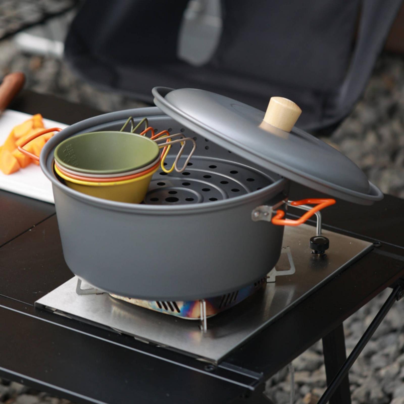 アルミ合金製アウトドアクッキングポット、蒸し・煮込み用キャン - Camping Cooking Vessel のレビューと価格