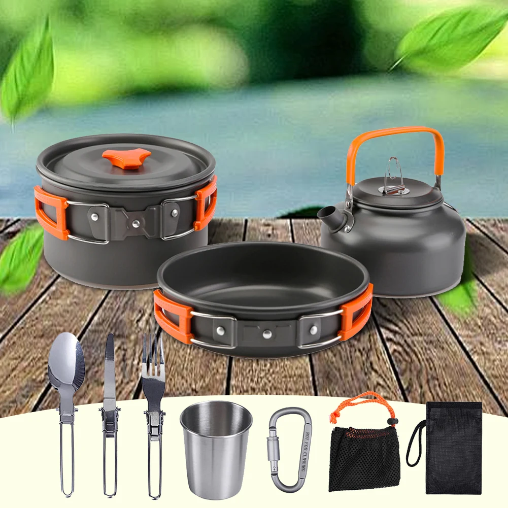 キャンプ調理器具キット ケトル ポット パン クックセット  - Camping Cooking Pots And Pans Set のレビューと価格